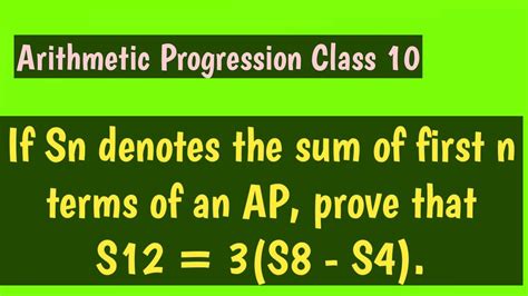 If Sn Denotes The Sum Of First N Terms Of An AP Prove That S12 3 S8 S4