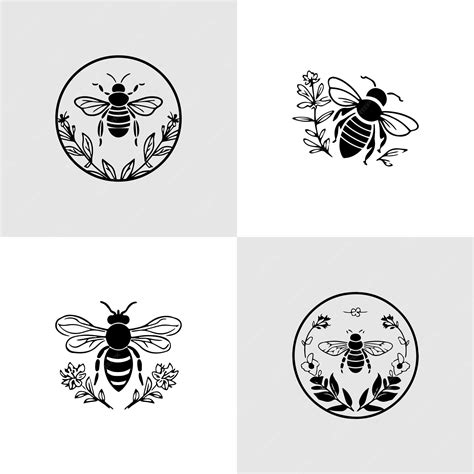 Premium Vector Set Of Honey Bee Emblems And Design Elements