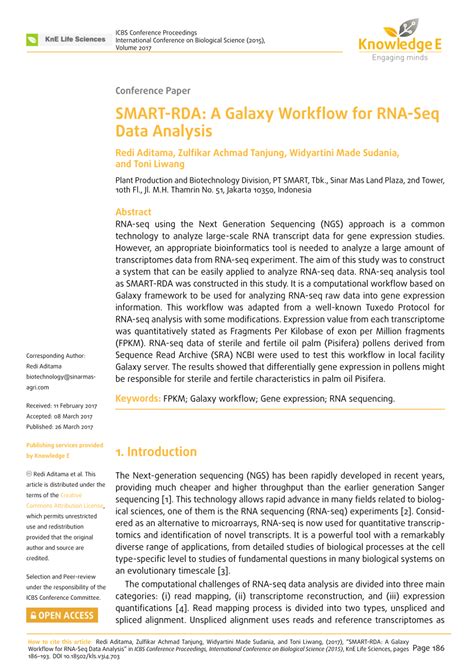 Pdf Smart Rda A Galaxy Workflow For Rna Seq Data Analysis