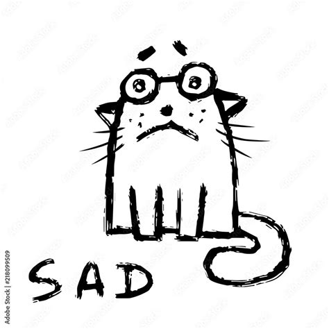 Cartoon cat is sad. Vector illustration. Stock Vector | Adobe Stock