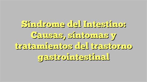 Síndrome del Intestino Causas síntomas y tratamientos del trastorno