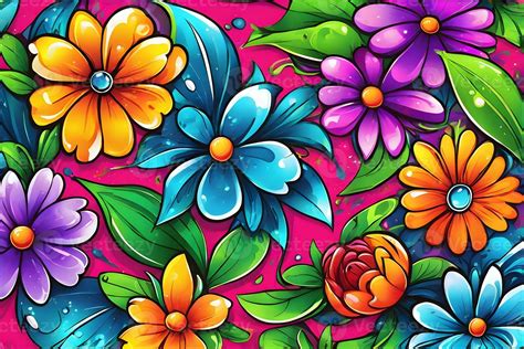 Flower Graffiti Wallpaper, Graffiti Background, Floral Graffiti Pattern ...