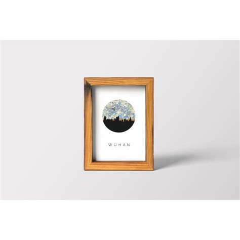 Wuhan, China city skyline with vintage Wuhan map | wanderlust gifts and home decor