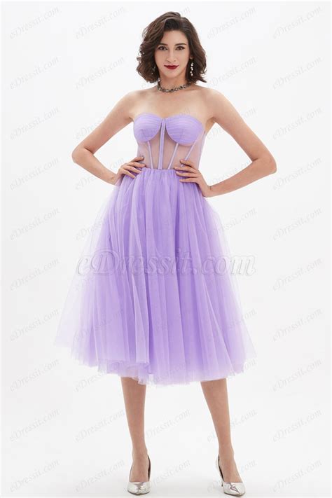 Lovely Purple Corset Polyester Bone Tulle Party Dress 04210406 Edressit