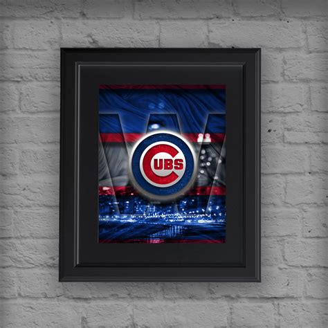 Chicago Cubs W Poster, Cubs W Artwork Cubs Gift, Chicago Cubs Win Man ...