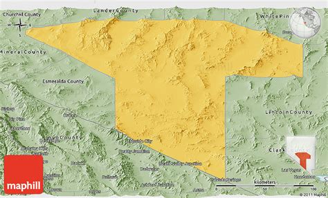 Savanna Style Panoramic Map Of Nye County