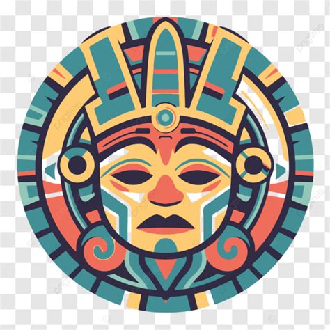 Glifo De Máscara Azteca Maya Ilustración Azteca Vector PNG dibujos Un