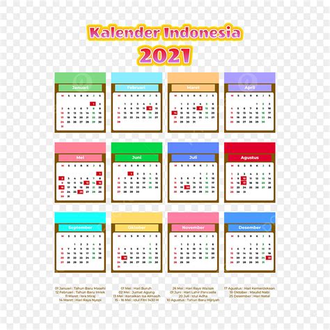 2021 Indonesia Monthly Calendar Colorful Design Free Printable Templates Porn Sex Picture