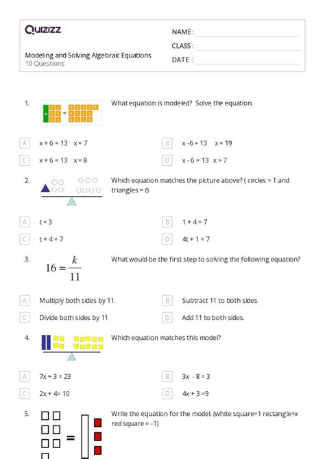 50 Algebraic Modeling Worksheets On Quizizz Free And Printable