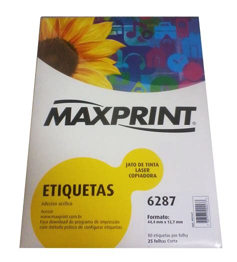 Etiqueta Adesiva 6287 Maxprint 492147 44 4 X 12 7mm 25 Folhas Carta