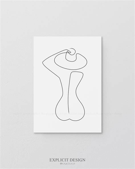 Abstract One Line Figure F Minine Imprimable Minimalist Nude Woman In