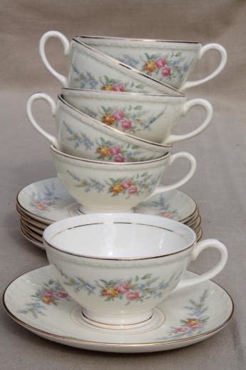 Vintage Homer Laughlin China Cashmere Floral Eggshell Georgian Cups