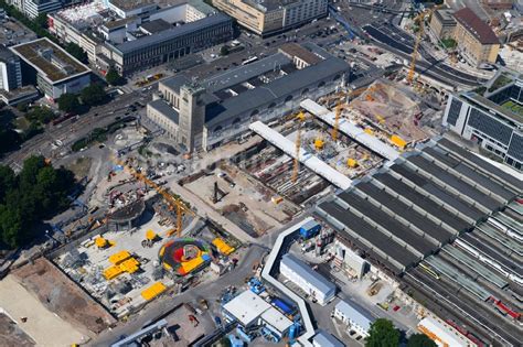 Luftaufnahme Stuttgart Hauptbahnhof Der Deutschen Bahn Und