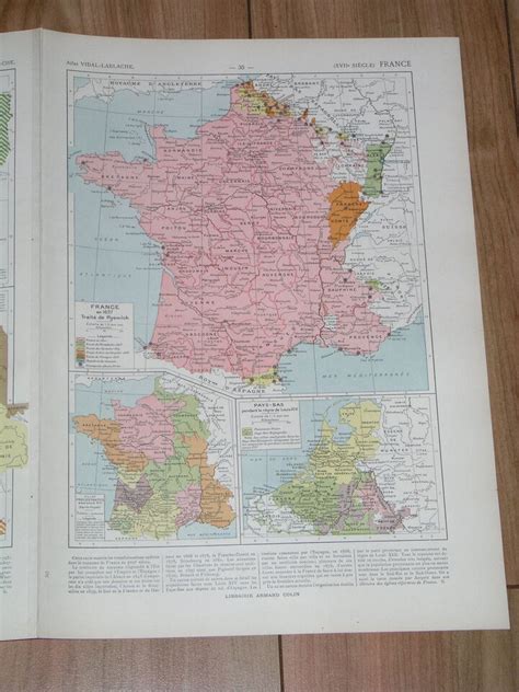 1925 Vintage Historical Map Of France In 1789 Prussia Austria Ebay