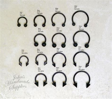 16g 316l Surgical Steel 6mm 8mm 10mm 12mm Black Horseshoe Nose Septum