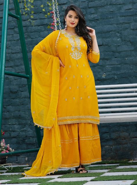 Pakistani Yellow Kurti Sharara Set Bollywood Designer Kurti Etsy