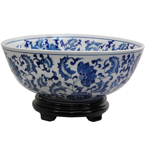 Shop Porcelain 14 Inch Blue And White Floral Bowl China Free