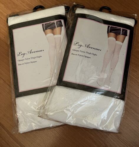 LOT 2 PAIRS Leg Avenue Thigh High Opaque White Knit Over Knee Stockings