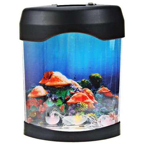 Usb Desktop Mini Aquarium Fish Tank W Led Light Three Toy Fish Multi