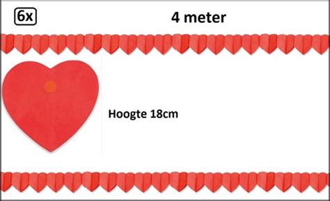 6x Slinger Hartjes 4 Meter Papier Liefde Valentijn Trouwen Huwelijk