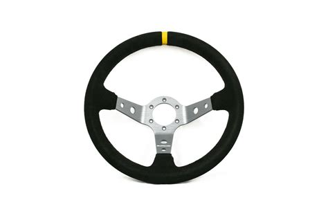 Rally Steering Wheel Deep Dish Mm Black Suede Titanium Spoke Motamec