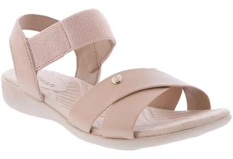 Sandália Dijean Anabela Elástico Tiras Cruzadas Nude Frete grátis