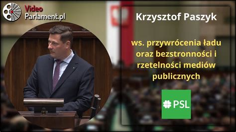 Krzysztof Paszyk ws mediów publicznych YouTube