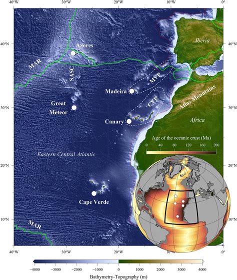 Topography And Bathymetry Of The Eastern Central Atlantic Region