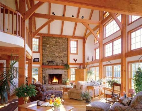 Timber home interiors, Timberframe homes interior, House styles