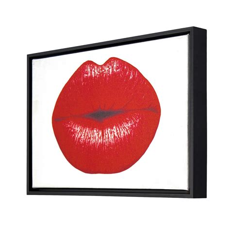 Quadro Pequeno Decorativo Tela Canvas Moldura Boca Batom Vermelho