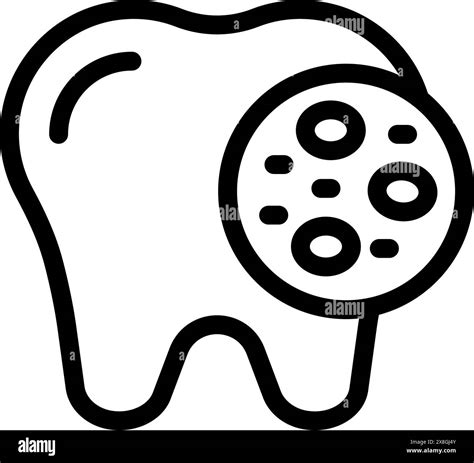 Black line icon representing a tooth with caries, suitable for dental ...