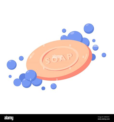 Bar of soap with foam isolated on white background. Vector flat ...