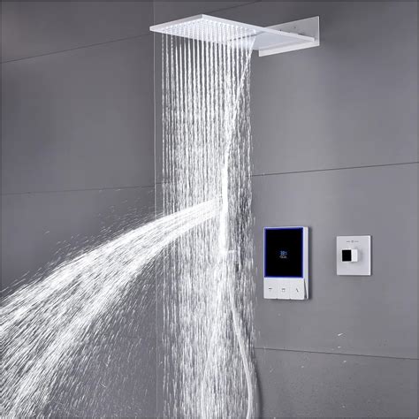 Ksunun Thermostatic Shower System Waterfall Rain Shower Head And