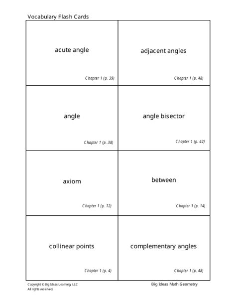 Math Geometry Vocabulary Flashcards Download Printable Pdf Templateroller