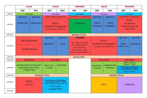 Nouveaux Programmes Horaires Et Emploi Du Temps Ce Cm Emploi Du