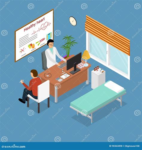 Patient And Doctor Appointment Isometric View Vector Stock Vector