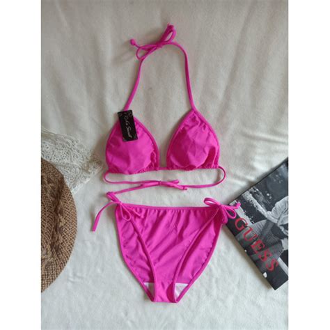 Jual Bk R Xo Pink Stabilo Bikini Pantai Segitiga Ikat With Foam