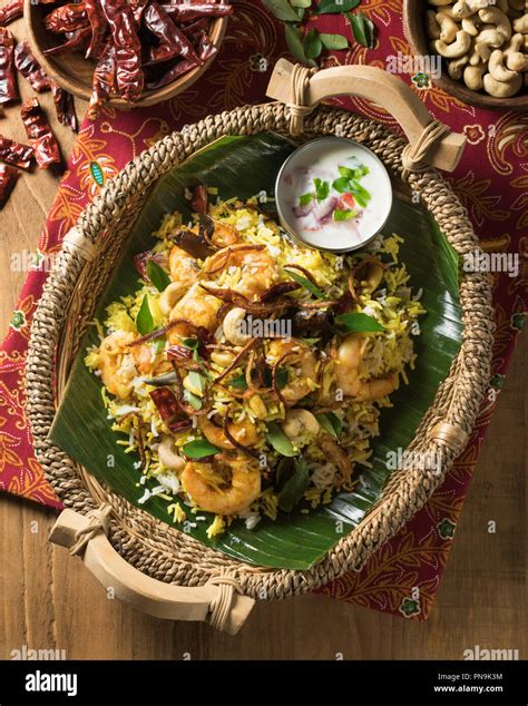 South Indian Prawn Biryani Spicy Shrimp And Rice Dish India Food