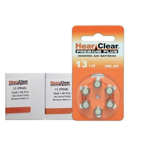 Hearclear Hearing Aid Batteries Size 13 Pr48 120 Batteries