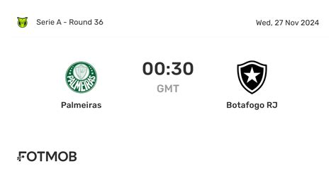 Palmeiras vs Botafogo RJ - live score, predicted lineups and H2H stats