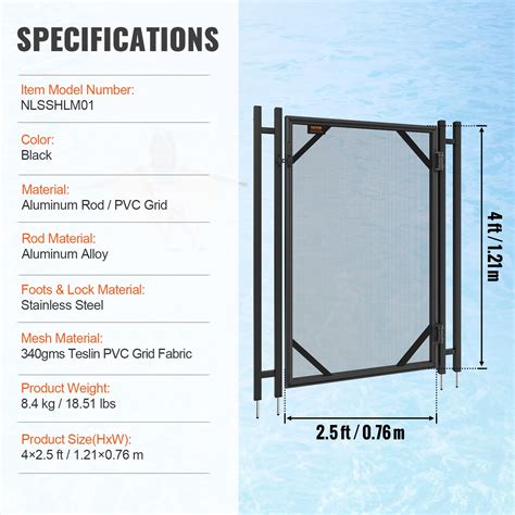 VEVOR Pool Fence Gate, 4 x 2.5 FT Pool Gate for Inground Pools, Pool