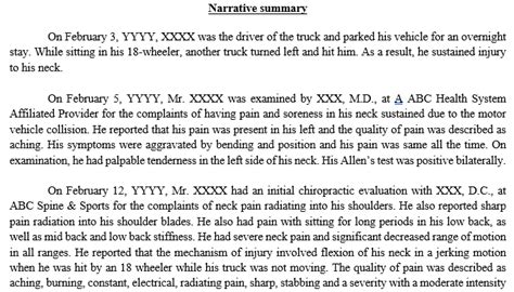 Medical Narrative Summary Medsum Legal Llc Medical Records Review