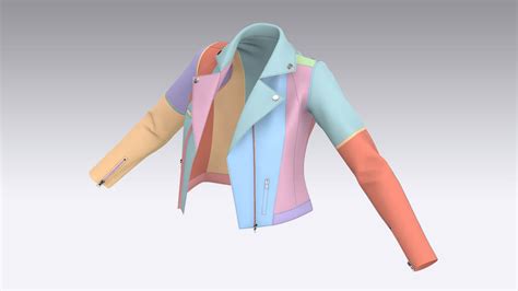 Female Leather Jacket For Marvelous Designer CLO3D 3D Model By Max Dias