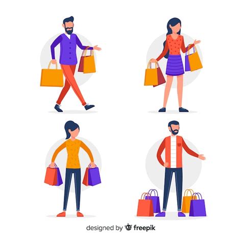 Set De Personas Llevando Bolsas De La Compra Vector Gratis