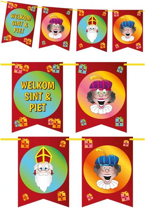 Set Van X Stuks Sinterklaas Welkom Sint En Piet Slinger Vlaggenlijn