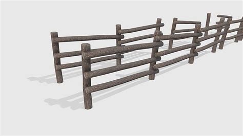 3d Model Log Fence Assets Vr Ar Low Poly Cgtrader