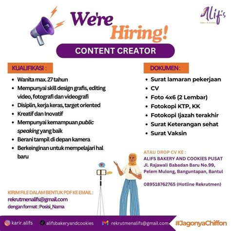 Lowongan Kerja Content Creator Staff Produksi Sales Canvasing