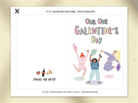 5x7 Galentines Day Card Set Printable Happy Galentines Day Etsy