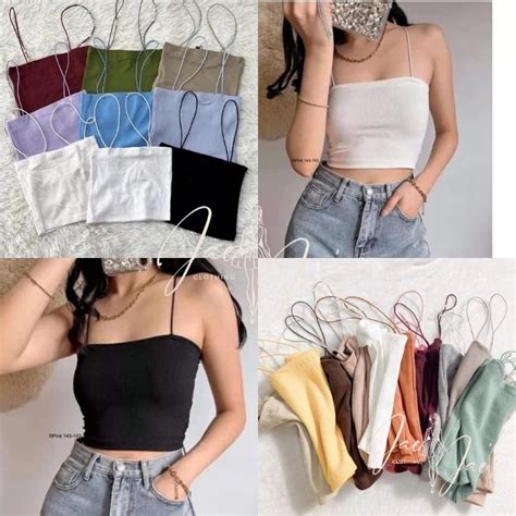 Amani String Bandeau Knitted Crop Top Shopee Philippines