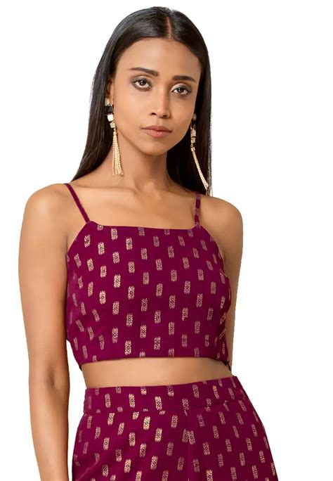 Buy Indya Wine Foil Strappy Crop Top 2024 Online Zalora Singapore